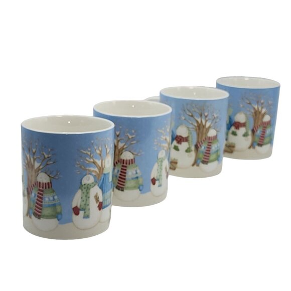 Debbie Mumm Winter Wonders Snowman‎ Family Ceramic Coffee Mug Set of 4pc 14oz - Picture 2 of 11